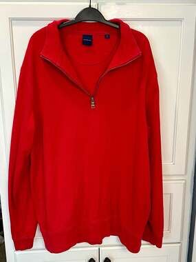 Dunning Men's Red Quarter-Zip Cotton Blend Pullover Sweater Size XL